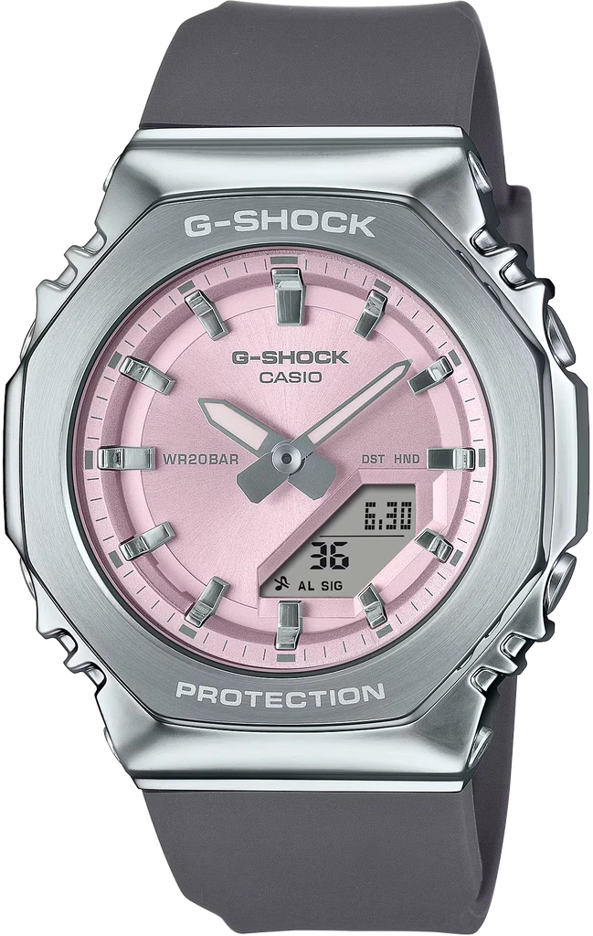 Наручные часы женские Casio G-Shock GM-S2110-4AER ударопрочные с водозащитой 200 м и розовым циферблатом Наручные часы женские Casio G-Shock GM-S2110-4AER ударопрочные с водозащитой 200 м и розовым циферблатом