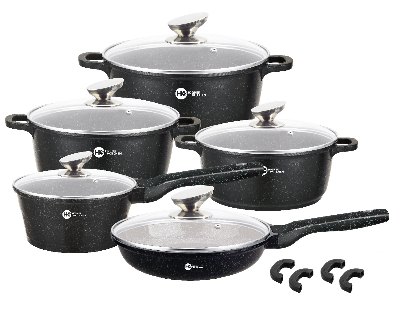 Набор посуды с гранитным покрытием НК-305 12 Черный (23739920)