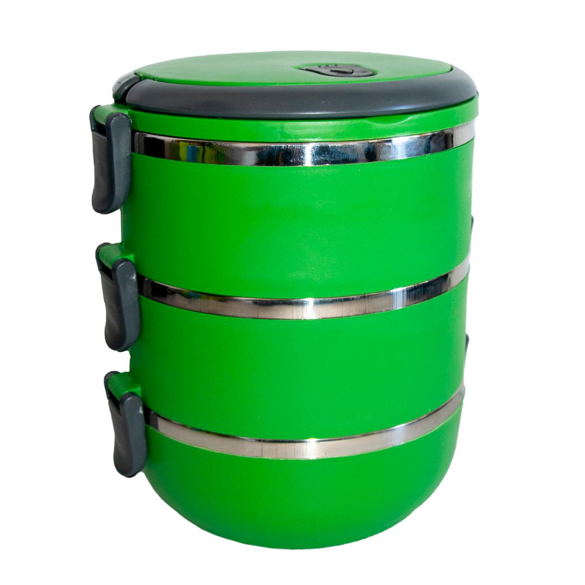 Ланч бокс термо з нержавіючої сталі Lunch-box Three Layers Зелений (1000602-Green)