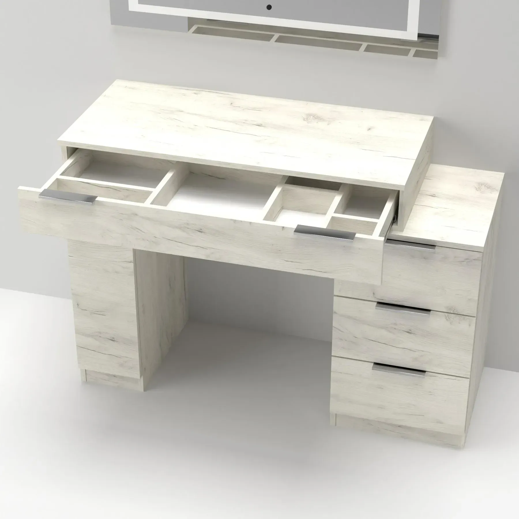 Стіл-трюмо туалетний Kontinent Krystal 1200х452х847 мм Дуб Крафт Білий (59321166) - фото 3 Стіл-трюмо туалетний Kontinent Krystal 1200х452х847 мм Дуб Крафт Білий (59321166) - фото 3