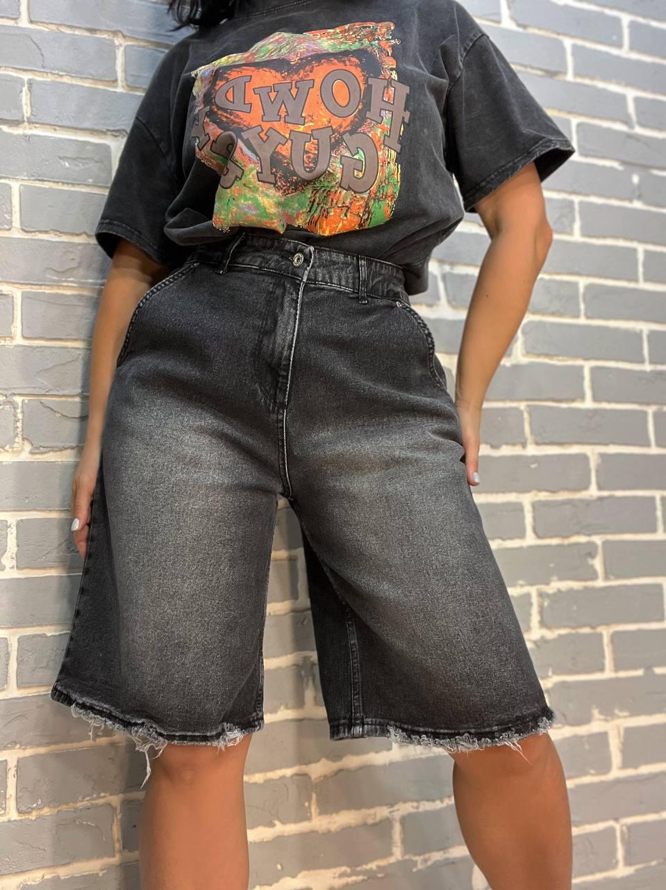 Шорты женские джинсовые Q-4 Denim 544-24 бермуды косые карманы длина до колен рваные р. 34 Черный (2467) - фото 8 Шорты женские джинсовые Q-4 Denim 544-24 бермуды косые карманы длина до колен рваные р. 34 Черный (2467) - фото 8