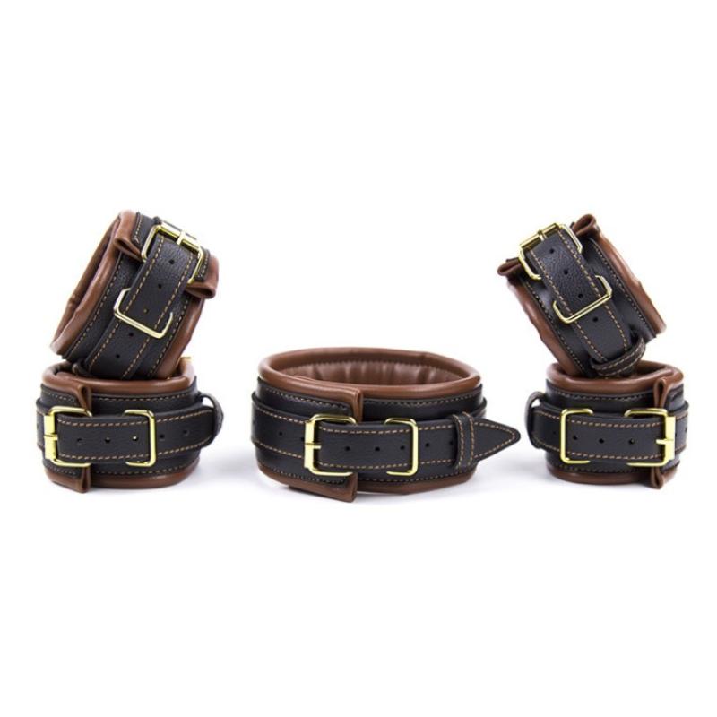 Набор БДСМ с фурнитурой Red Gold Bondage Kit 3 Pieces Коричневый/Золотой (1000054991)