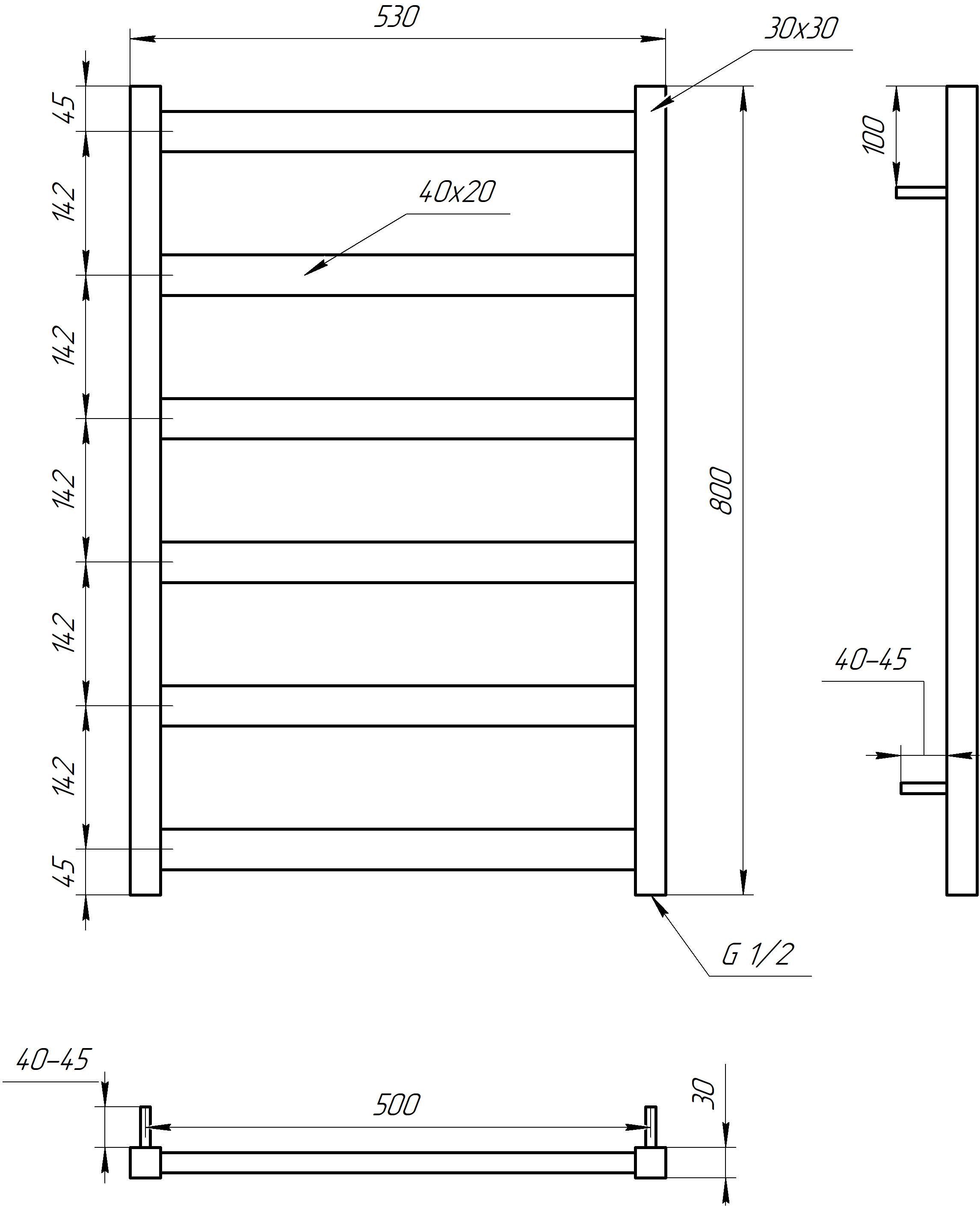 Рушникосушарка водяна Genesis Aqua Maxi 120x53 см Чорний (2290) - фото 2