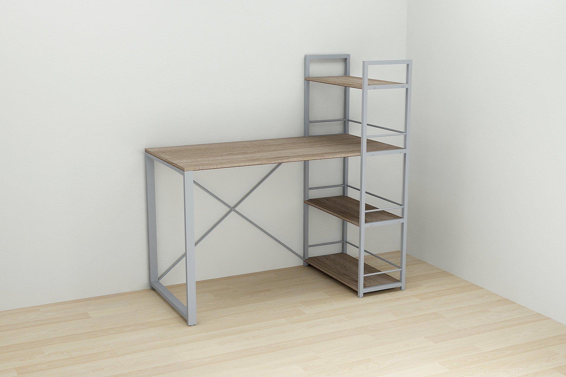 Письмовий стіл Ferrum-decor Konekt з етажеркою метал/ДСП 16 мм Сірий/Дуб сонома трюфель (FRD-104234) - фото 1 Письмовий стіл Ferrum-decor Konekt з етажеркою метал/ДСП 16 мм Сірий/Дуб сонома трюфель (FRD-104234) - фото 1