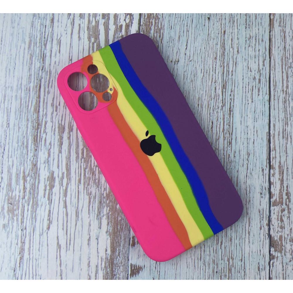 Радужный Чехол Накладка С Закрытой Камерой Rainbow Silicone Case для iPhone 11 Pro Цвет №5