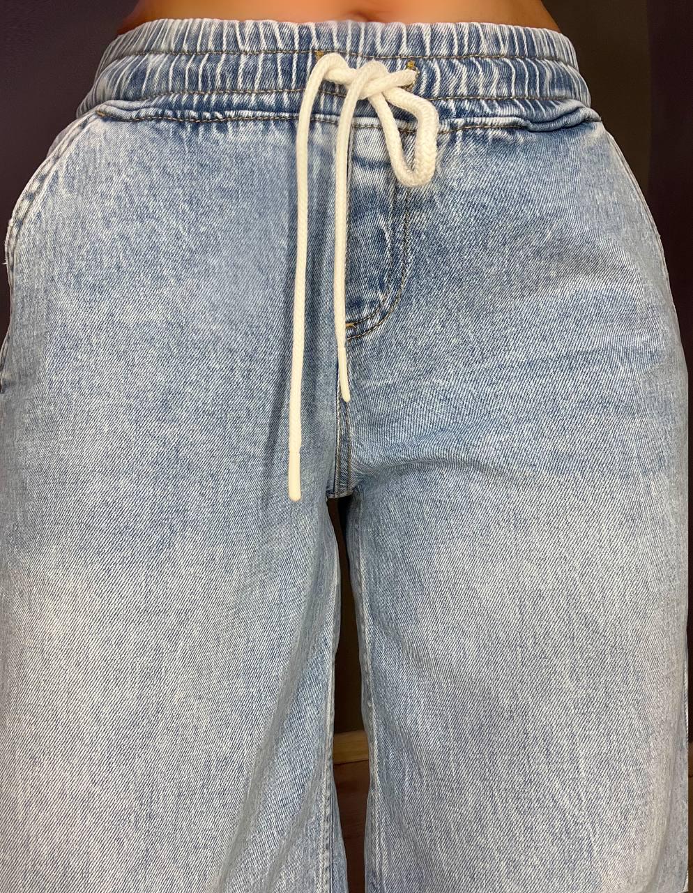 Джинси жіночі I8 52422 Palazzo Jeans талія на резинці зі шнурком широкий крій палаццо р. 28 Блакитний (3365) - фото 5
