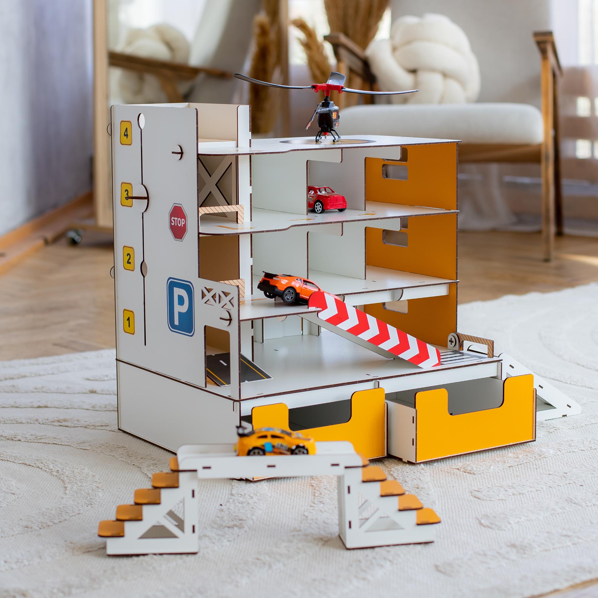 Гараж-парковка NestWood Mini с лифтом и органайзером Желтый (kdp003jorg)