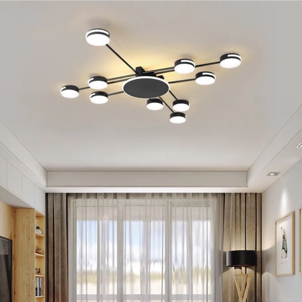 Светильник-спутник потолочный LED на 10 плафонов 78 Вт Черный (R88/10 BK)