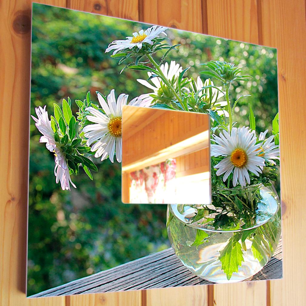 Зеркало декоративное Ваза с ромашками 260х260 мм (M00515)