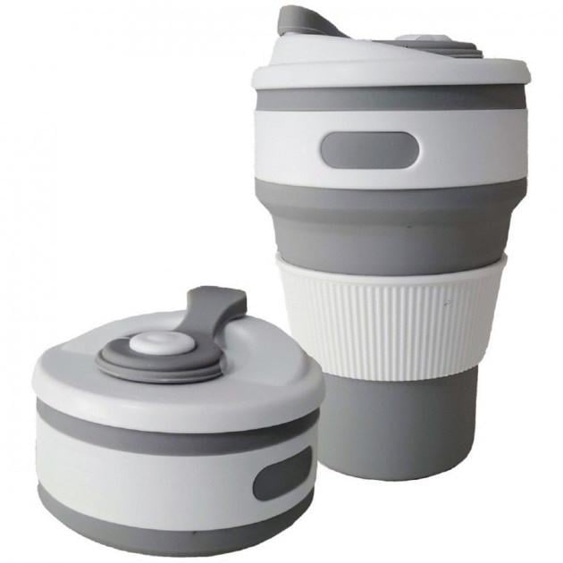 Складной стакан силиконовый Collapsible Coffee Cup 350 мл Серый