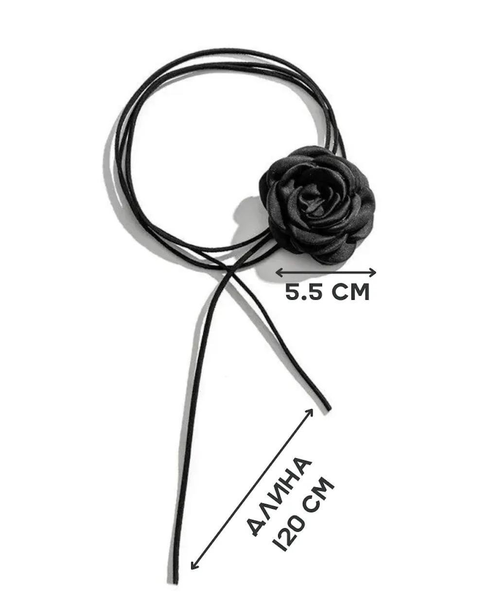 Чорний чокер із бархатною стрічкою та трояндою, жіночий аксесуар на шию - фото 8 Чорний чокер із бархатною стрічкою та трояндою, жіночий аксесуар на шию - фото 8