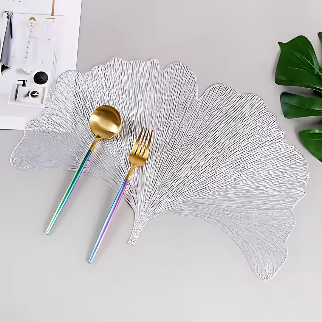 Салфетка сервировочная под горячее в виде листа гинкго 2 шт. Серебристый (C016_silver) - фото 2 Салфетка сервировочная под горячее в виде листа гинкго 2 шт. Серебристый (C016_silver) - фото 2