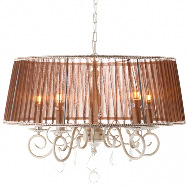 Люстра подвесная Flora на 5 ламп с коричневым абажуром (FN003/5) - фото 2 Люстра подвесная Flora на 5 ламп с коричневым абажуром (FN003/5) - фото 2