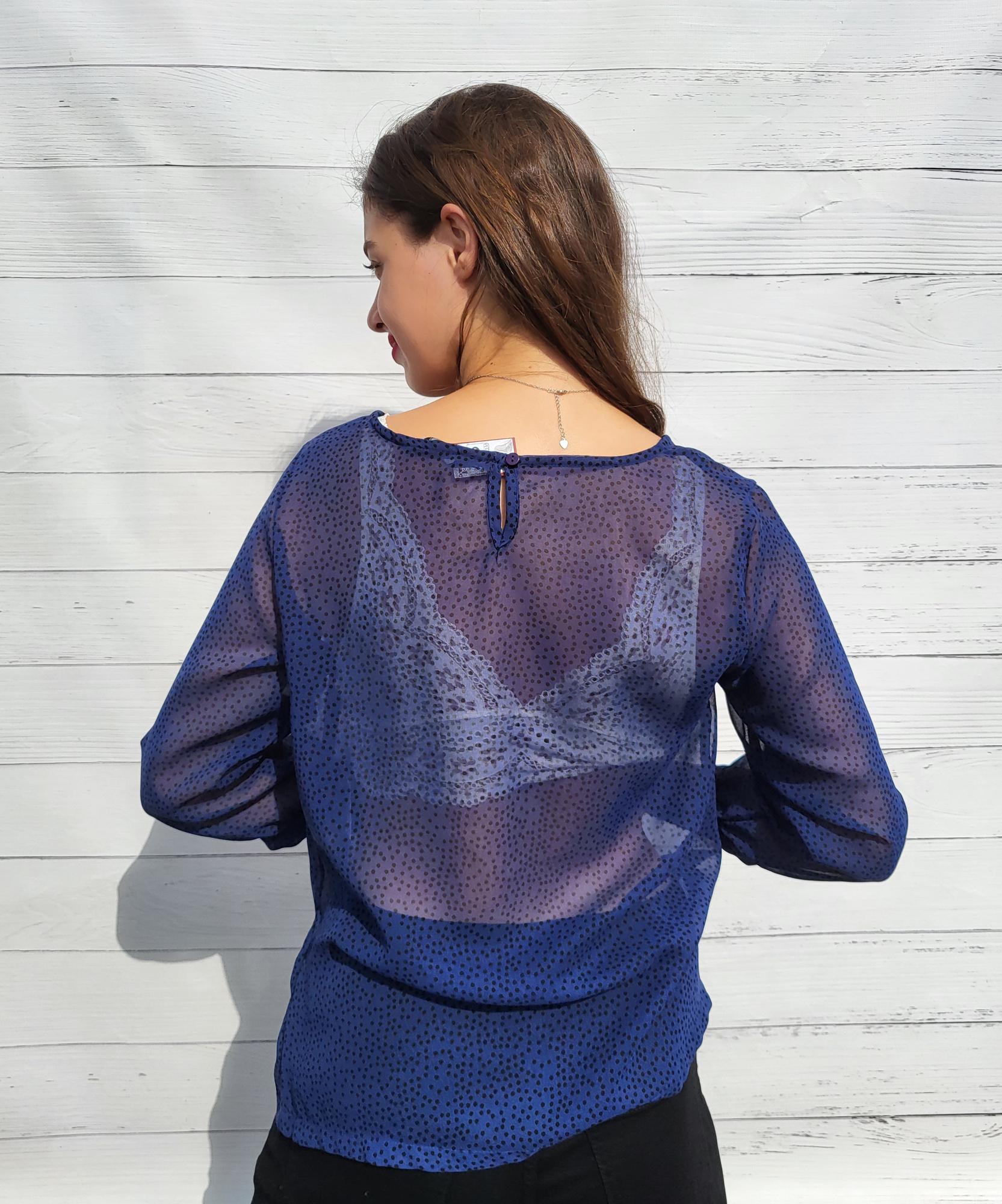 Блузка жіноча Shein 12239 L Синій/Чорний - фото 5 Блузка жіноча Shein 12239 L Синій/Чорний - фото 5