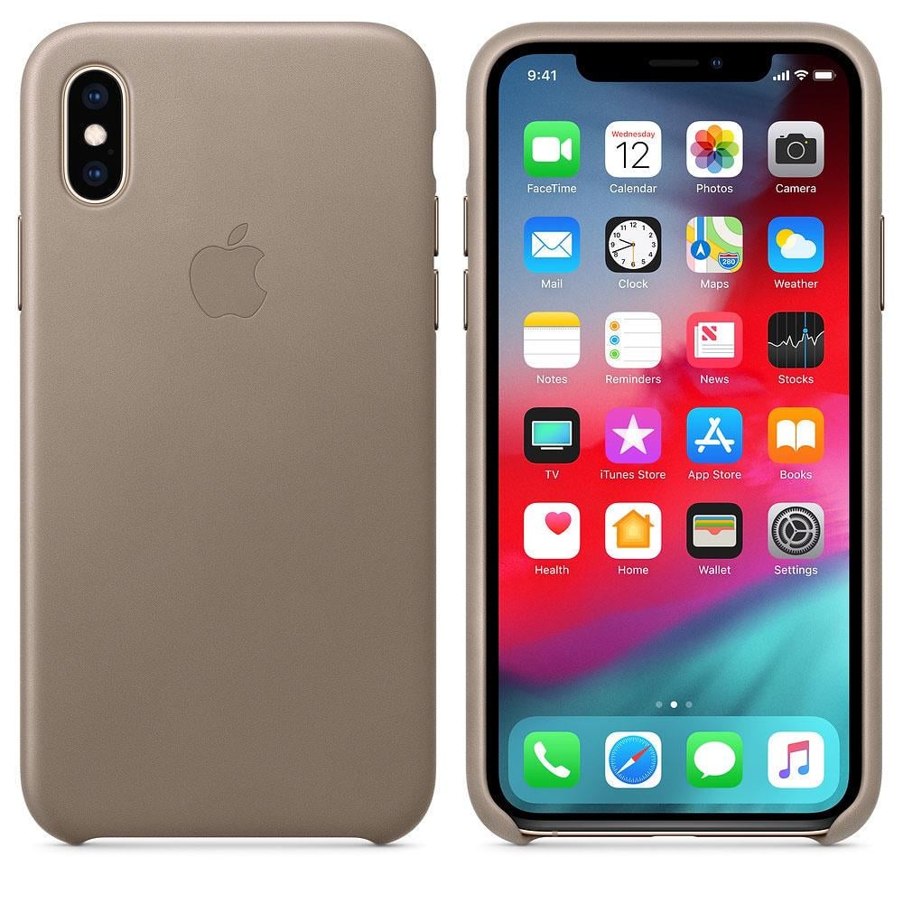 Чехол-накладка Apple Leather Case for iPhone Xs, Taupe (MRWL2) Оригинал