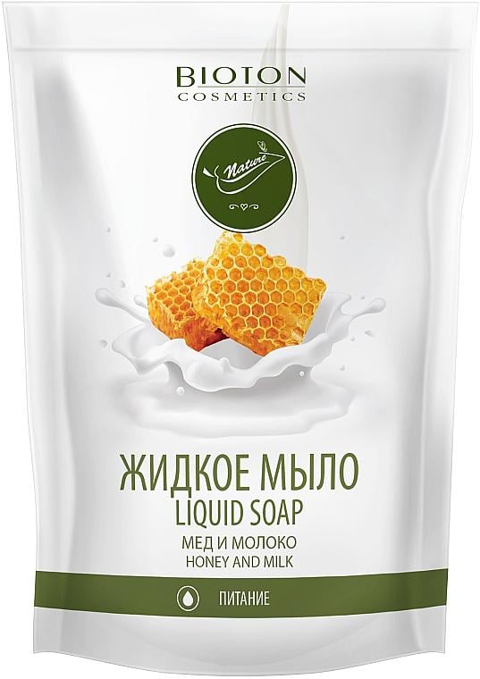 Мило рідке Bioton Cosmetics Nature Мед/Молоко дой-пак 450 мл (10355)