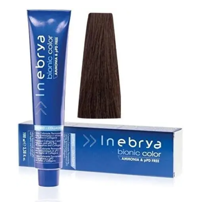 Крем-краска для волос INEBRYA Bionic Сolor стойкая без аммиака 100 мл 4/0 Каштан