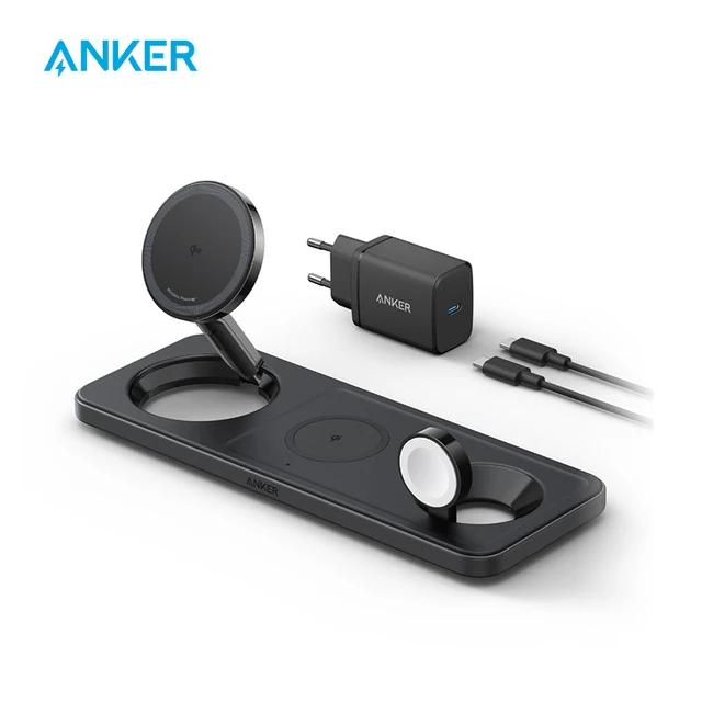 Зарядний пристрій Anker MagGo Foldable 3-in-1 Wireless Charging Stand Qi2 для iPhone Чорний (2000145) - фото 2