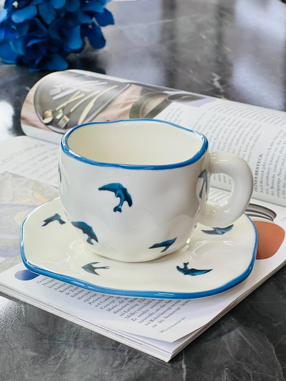 Чашка с блюдцем Ласточка 300 мл Белый (8030-427)