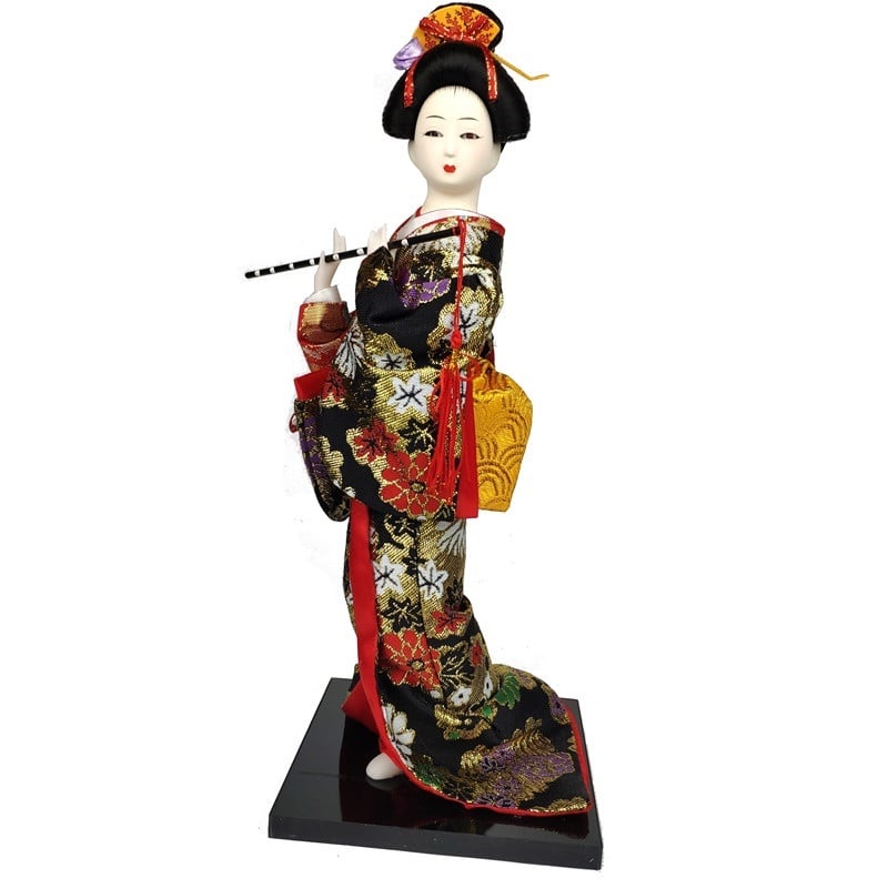 Кукла китайская Девушка с флейтой 30 см Черный (C1027)