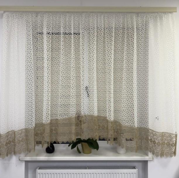 Тюль арка гипюровая сетка 300х160 см Кремовый/Бежевый (1381-1-3м)