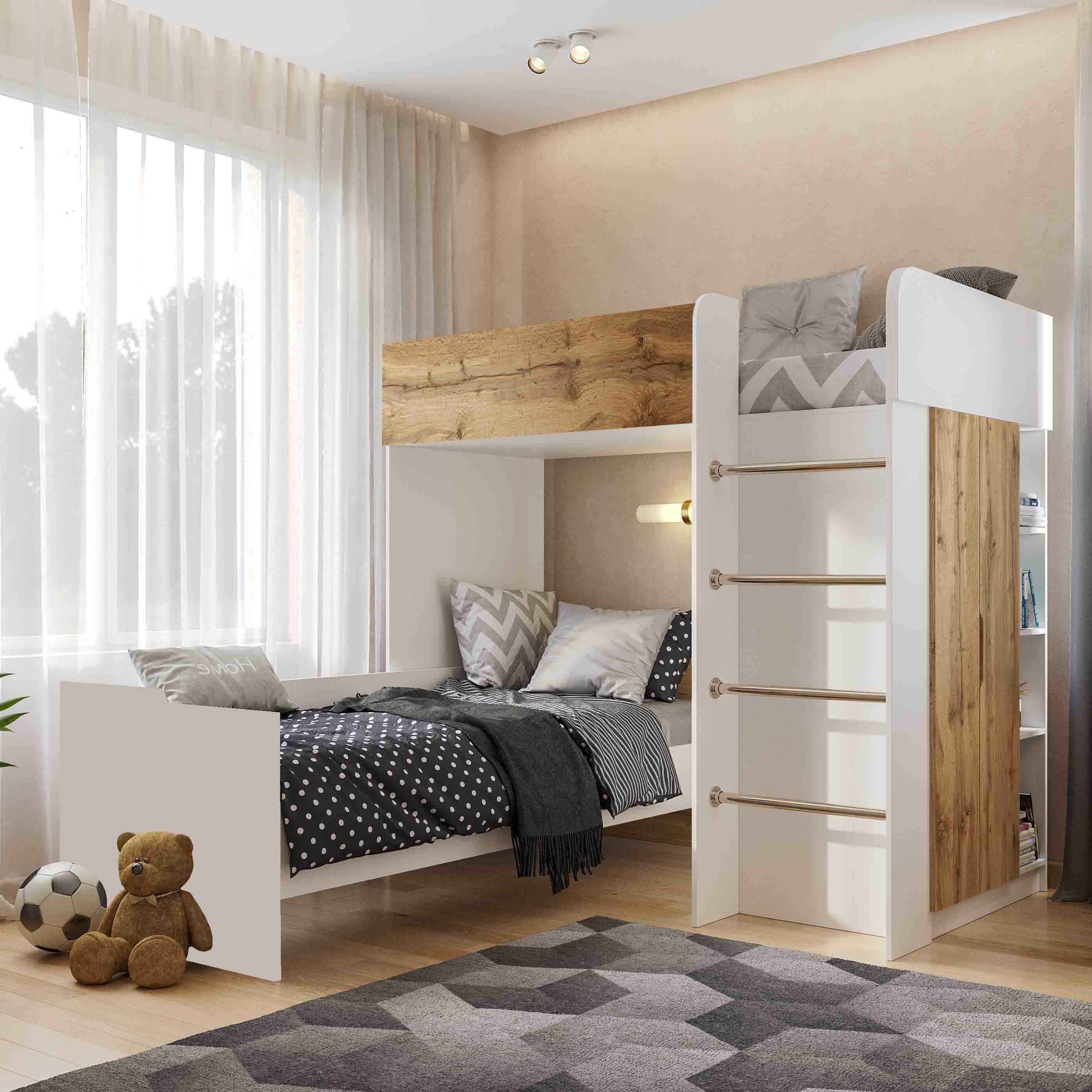 Комплект для детской BED-ROOM 3 две кровати и шкаф 1940x1020x1690 мм Белый/Дуб Тахо