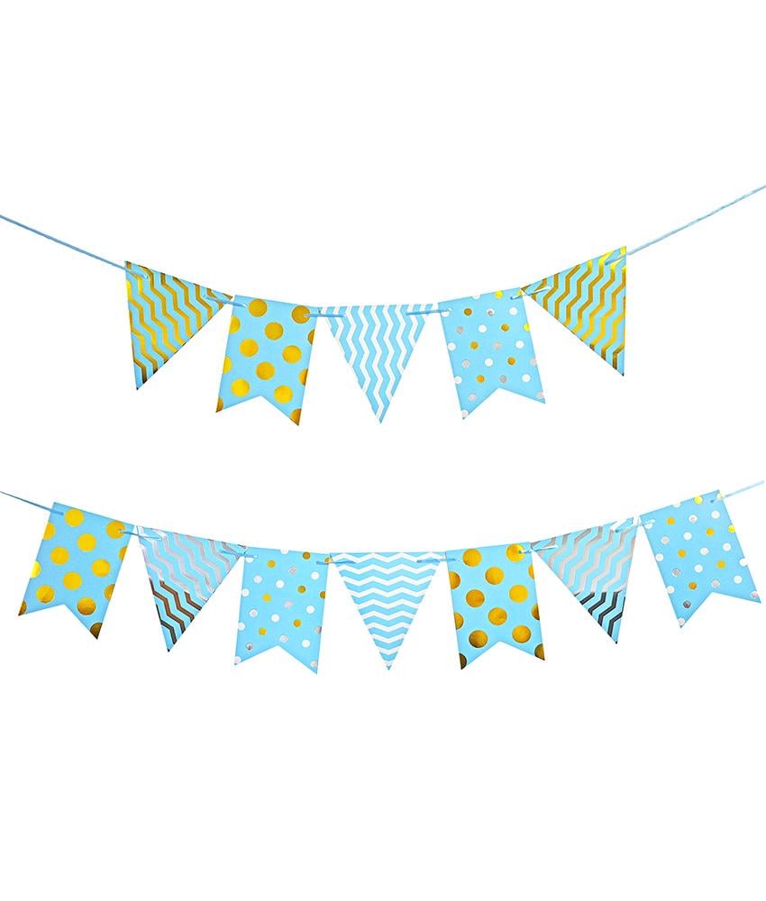 Гирлянда Флажки картонные 5 м Голубой/Золотой (29000693)