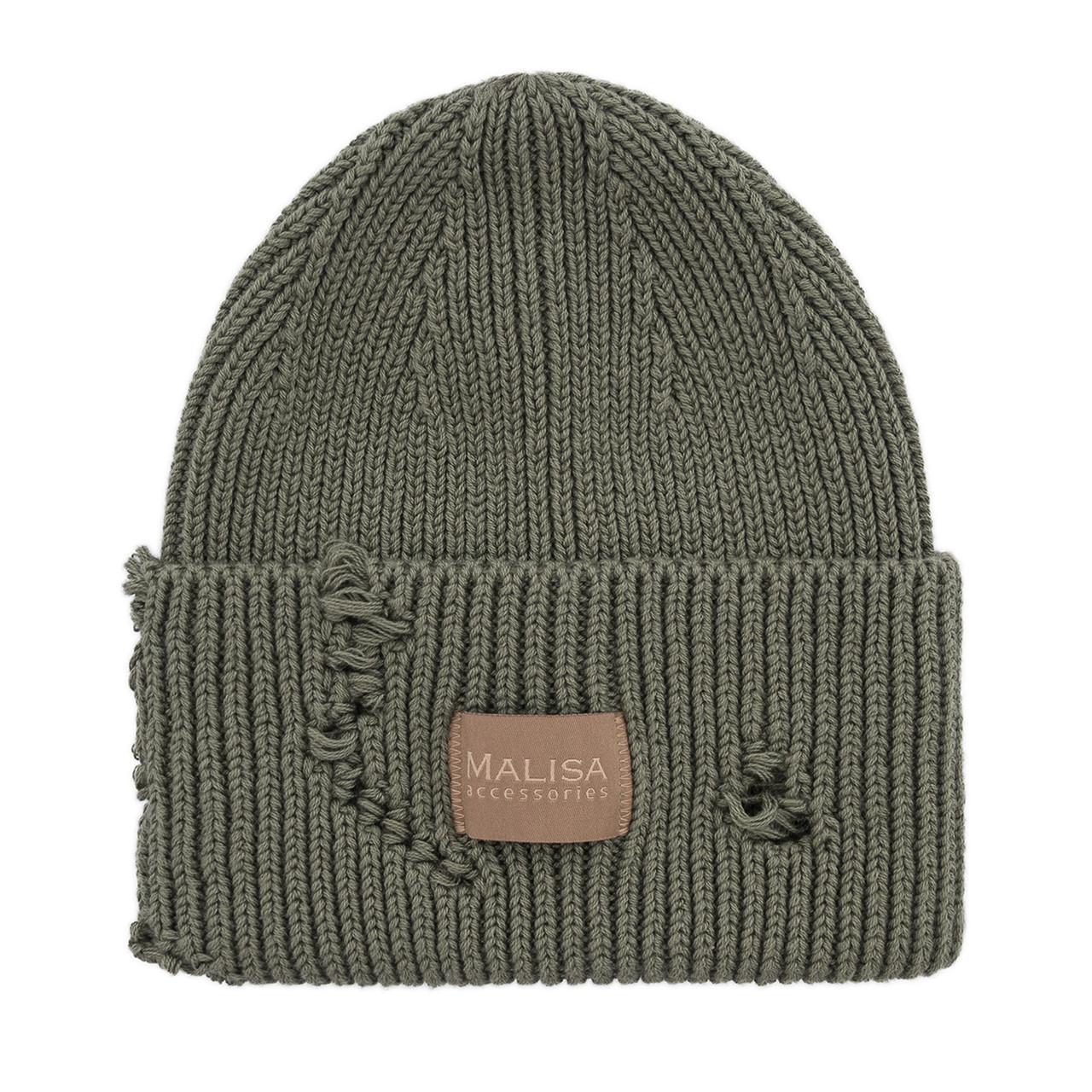 Шапка женская Malisa БРУНО без подкладки рваная с эмблемой на отвороте one size Оливковый (253892) - фото 2 Шапка женская Malisa БРУНО без подкладки рваная с эмблемой на отвороте one size Оливковый (253892) - фото 2