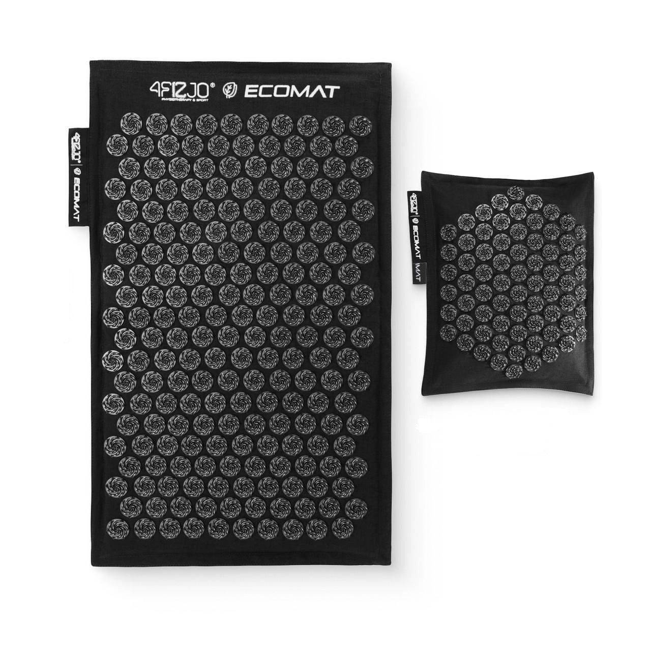 Коврик акупунктурный с подушкой 4fizjo Eco Mat аппликатор Кузнецова Black/Black (P-5907739312563)