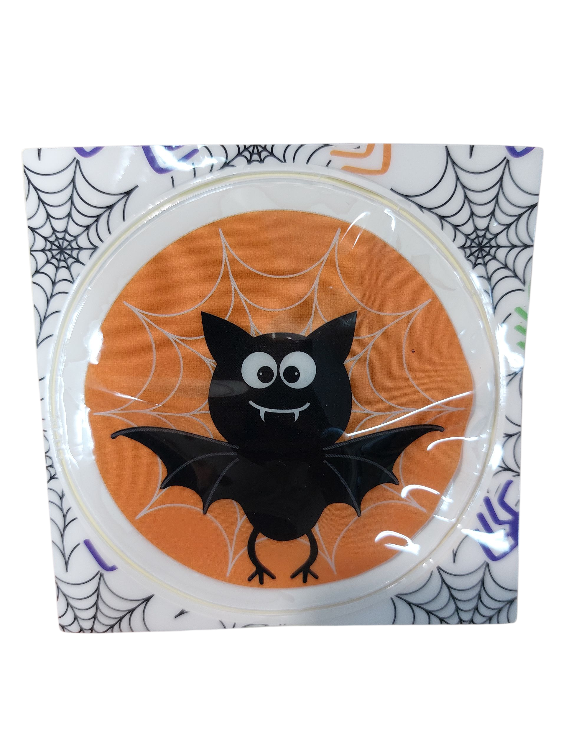 Наклейка для Хэллоуин Летучая мышь 8 см Оранжево-черный (026190)