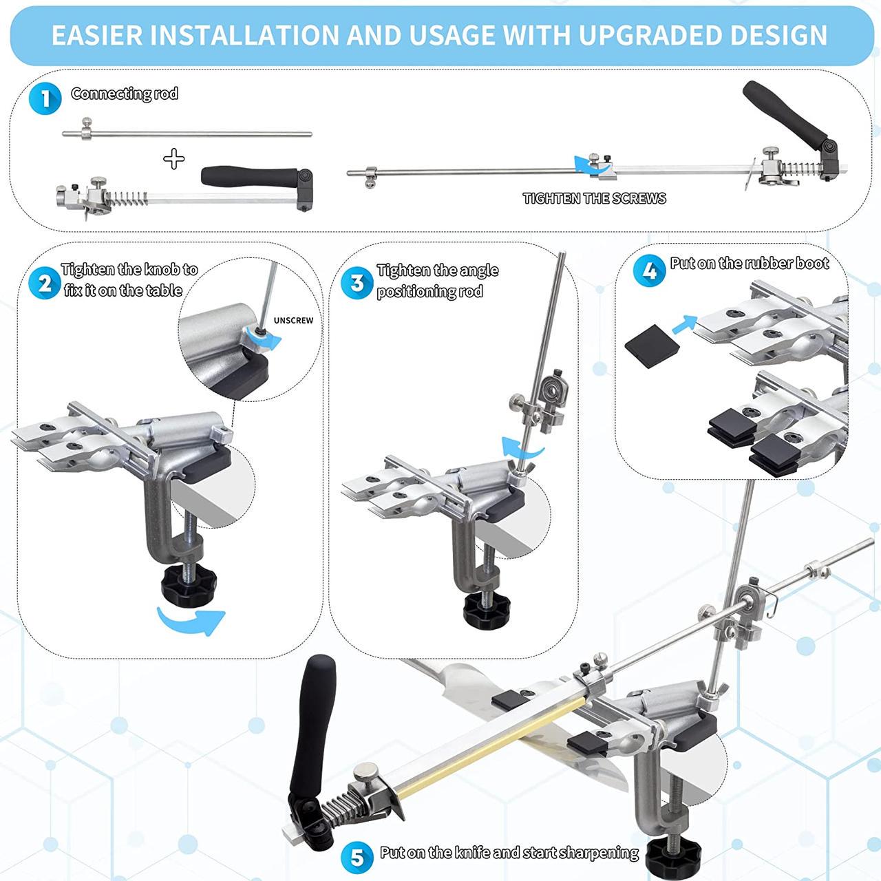 Станок для заточки ножей Ruixin PRO-V RX-009 на струбцине 360° поворотный механизм 4 камня - фото 6 Станок для заточки ножей Ruixin PRO-V RX-009 на струбцине 360° поворотный механизм 4 камня - фото 6