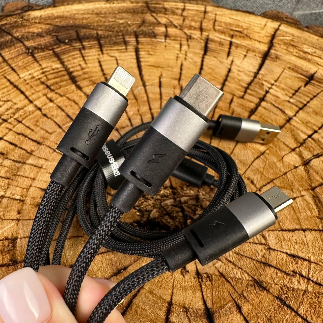 Кабель зарядки BASEUS 3в1 3,5А 1,2 м Чорний - фото 7 Кабель зарядки BASEUS 3в1 3,5А 1,2 м Чорний - фото 7