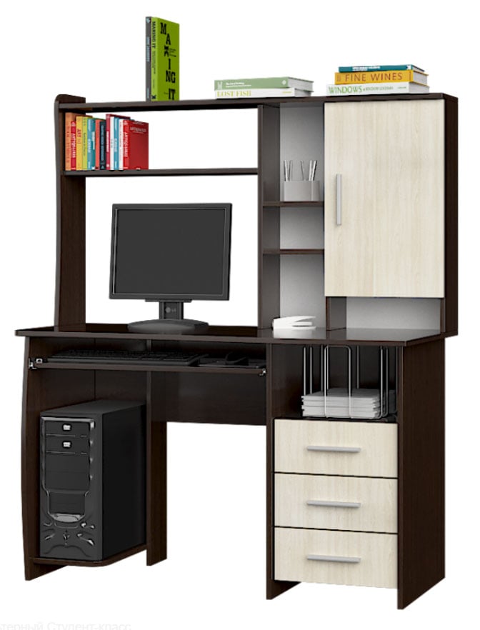 Стол компьютерный Эверест Студент-класс Венге темный + Дуб молочный