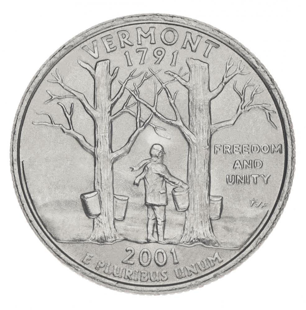 Коллекционная монета США 25 центов 2001 P Штаты и территории - Вермонт UNC (KM#321) Коллекционная монета США 25 центов 2001 P Штаты и территории - Вермонт UNC (KM#321)