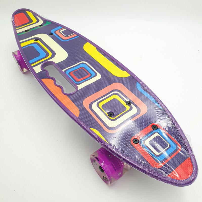 Пенниборд Maraton Cool с рисунком и световыми колесами Фиолетовый