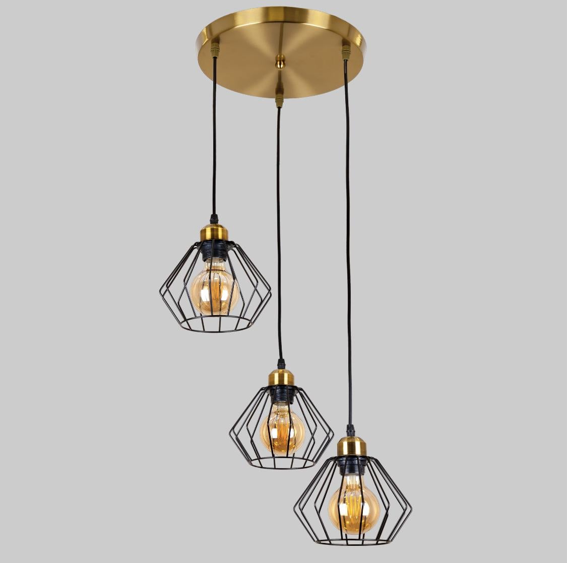 Люстра с плафонами лофт Бронзовый/Черный (56-PR108F-3 BRZ+BK)