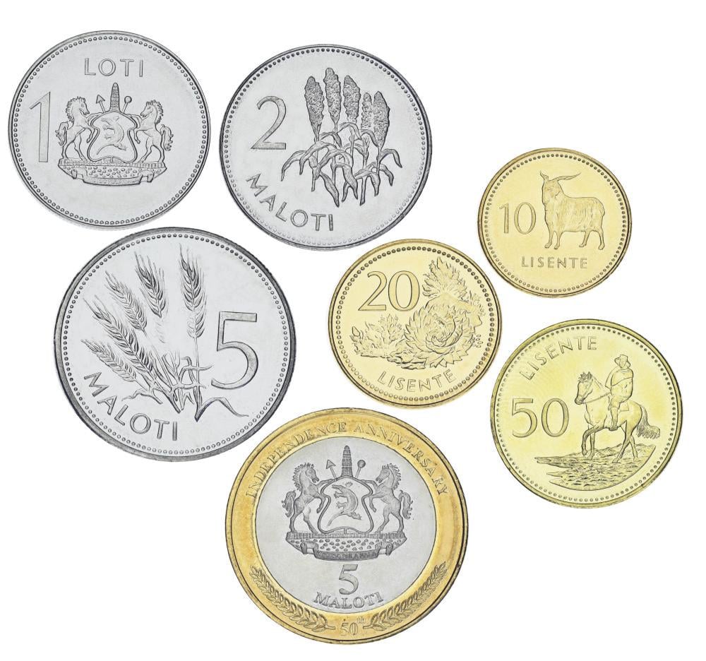 Коллекционные монеты Лесото 7 шт. 2010-2023 AU-UNC 10/20/50 лисенте/1/2/5/5 молоты (М21386) Коллекционные монеты Лесото 7 шт. 2010-2023 AU-UNC 10/20/50 лисенте/1/2/5/5 молоты (М21386)