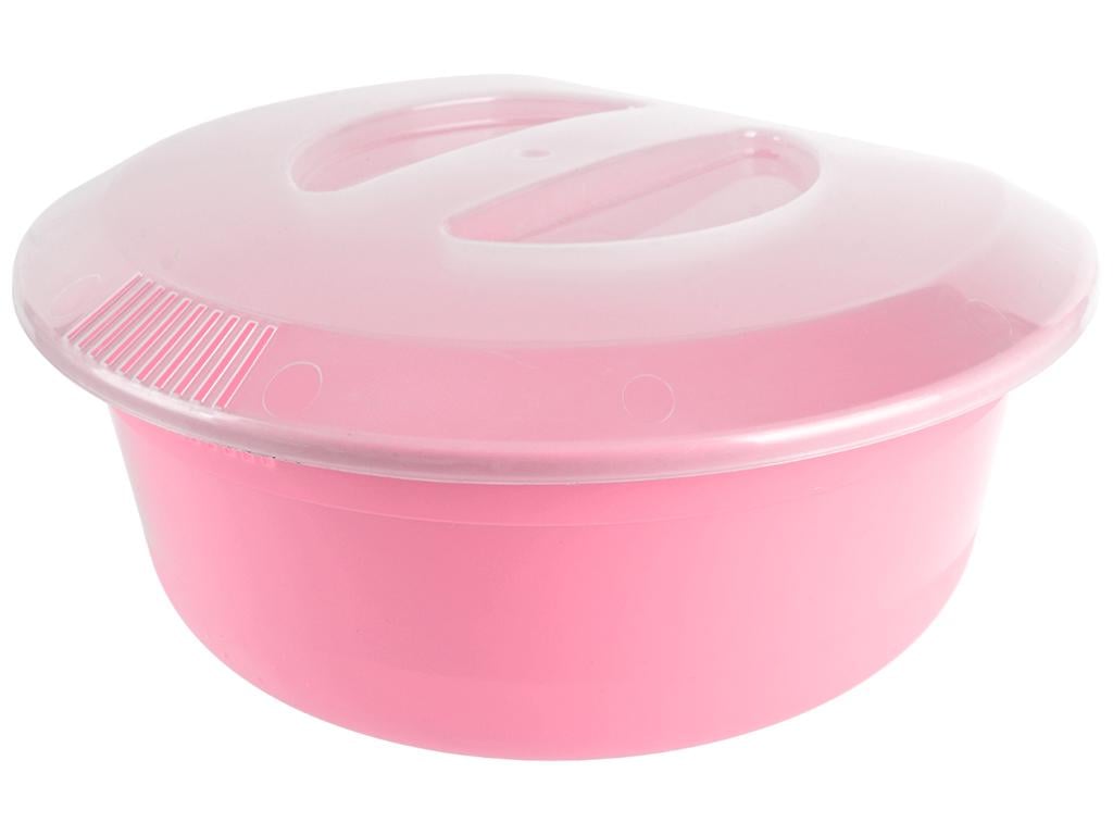 Миска кухонная с крышкой и сливными отверстиями Консенсус 5 л Розовый (MCS-11911-6)
