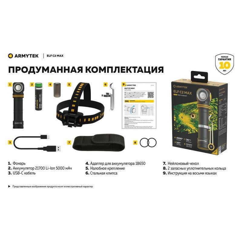 Фонарь налобный Armytek Elf C2 MAX WARM (35338871) - фото 27