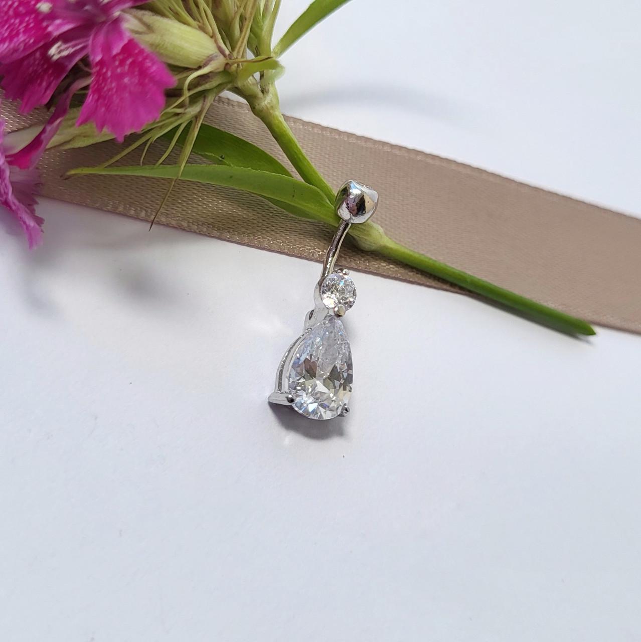 Пирсинг в пупок Капля серебро 925 пробы Родированное 1,50 г (604724р)