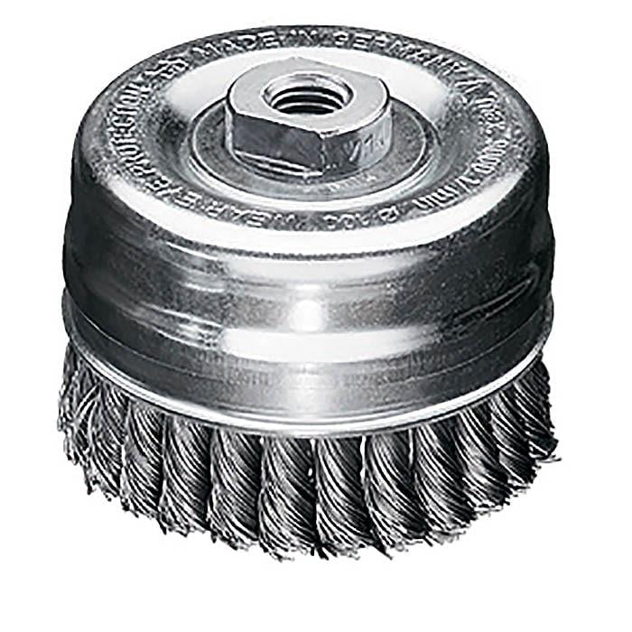 Щетка чашечная Lessmann 80хМ14х2,0 скрученная жгутами стальная проволока 0,5 мм 20 жгутов со стопорным кольцом 9000 об/мин 484217 (13854)