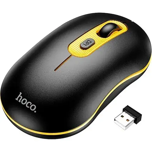 Миша бездротова Hoco GM21 Platinum Business Wireless Mouse 2,4G Black/Yellow