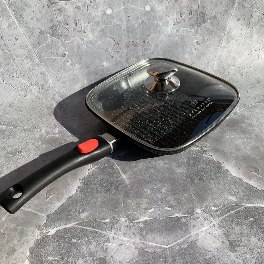 Сковорода-гриль Edenberg-8129 со съемной ручкой с антипригарным мраморным покрытием 24 см