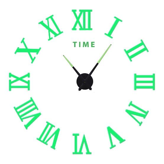 Часы настенные объемные DIY с римскими цифрами люминесцентные до 120 см (6292)