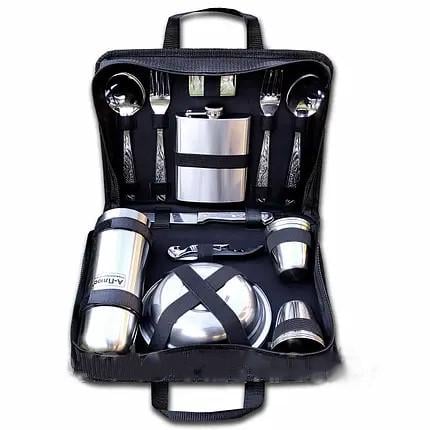 Набір для пікніка на 6 осіб термос та фляга/нержавіюча сталь/в чохлі (1831377653)