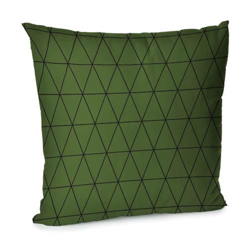 Подушка диванная Зеленые треугольники с бархата 45x45 см (45BP_FLORA004)
