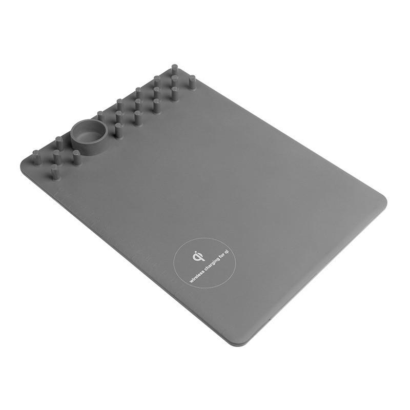 Коврик для мыши SUNROZ Char гer Mouse Pad с беспроводной зарядкой QI и органайзером Серый (SUN4909)
