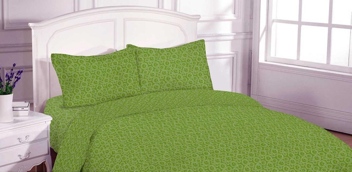 Комплект постельного белья Zastelli BUBBLE GREEN GOLD USA бязь полуторное 145х210 Зеленый