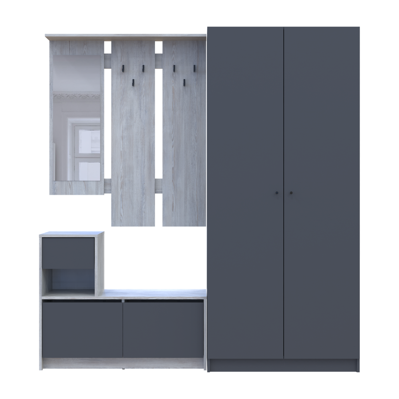 Прихожая со шкафом Бела Промо 2 ДСП 190х48х204 см Сосна Натти/Антрацит (42005329)