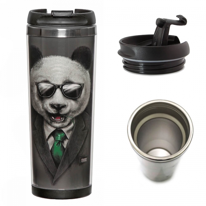 Термокружка ZIZ Панда в пиджаке 380 мл (21032)